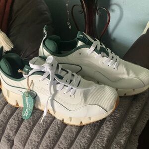Reebok Cream and Green Athletic Shoes